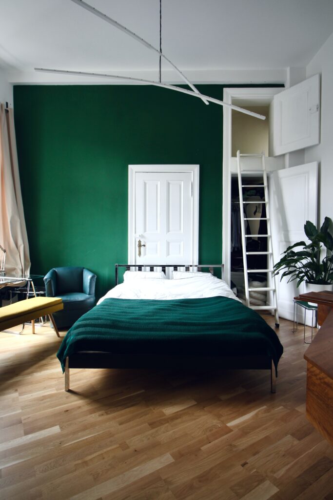 Fresh green interior bedroom