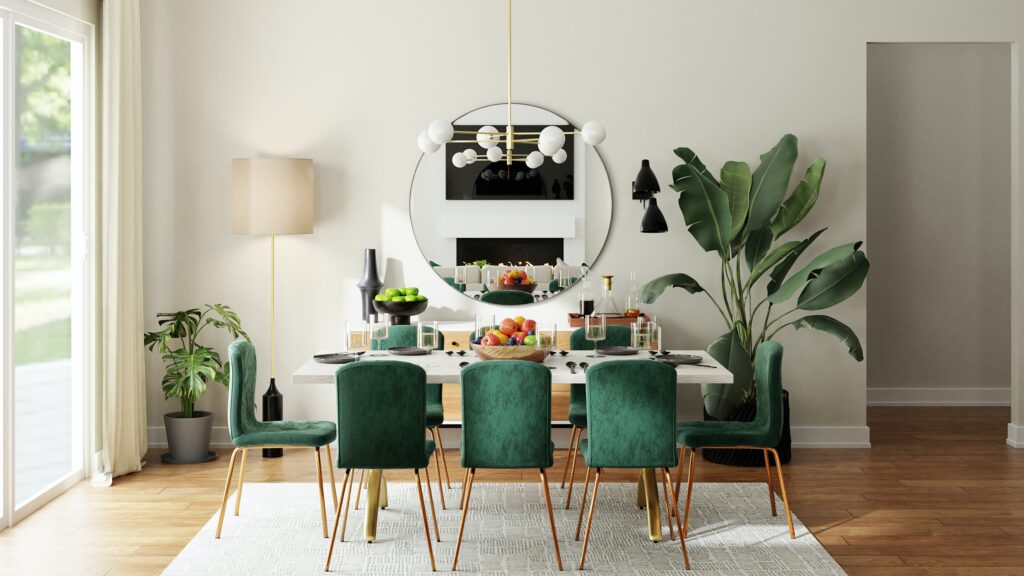  Crisp and green dining room